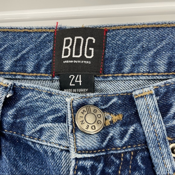BDG NWT URBAN OUTFITTERS HIGH RISE BLUE BUTTON DOWN LEG JEANS 24 - Picture 8 of 10
